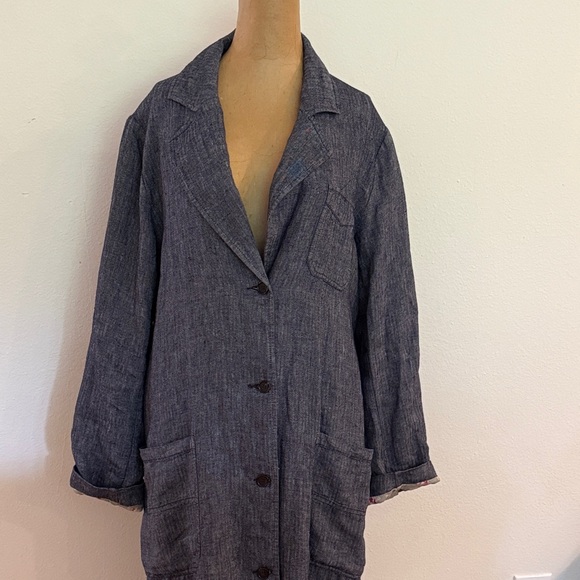Sundance M Duster Jacket lightweight Chambray Floral lined Denim Jacket VGUC - Picture 1 of 10